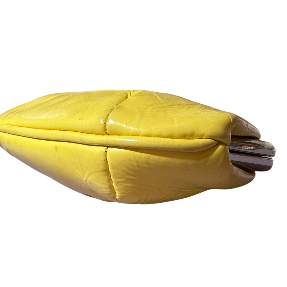 Yellow Leather Kiss-Lock Clutch Wallet - Picture 8 of 13